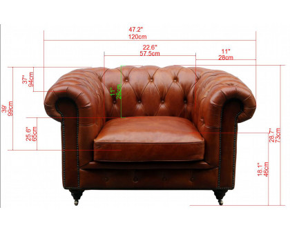 Pasargad - Genuine Leather Chester Bay Tufted Chair