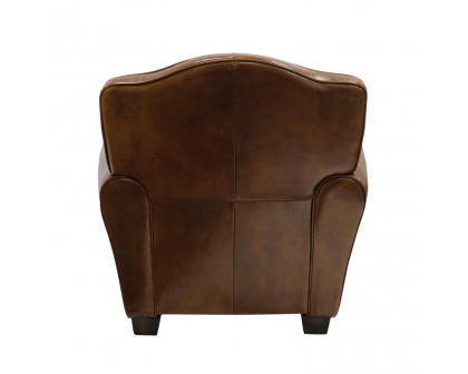 Pasargad - Palermo Upholstered Wing Chair in Brown, Leather