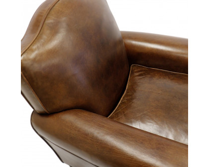 Pasargad - Palermo Upholstered Wing Chair in Brown, Leather