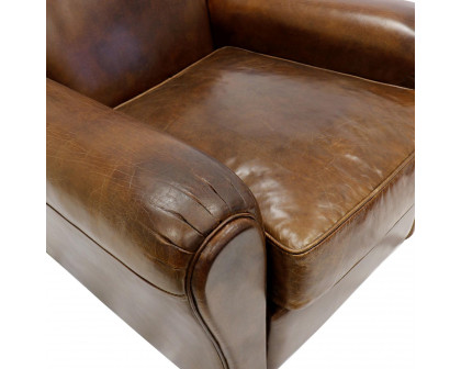 Pasargad - Palermo Upholstered Wing Chair in Brown, Leather