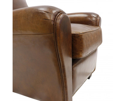 Pasargad - Palermo Upholstered Wing Chair in Brown, Leather