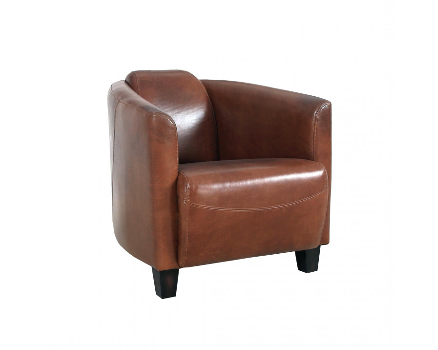 Pasargad - Madison Upholstered Armchair in Brown, Leather