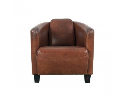 Pasargad - Madison Upholstered Armchair in Brown, Leather