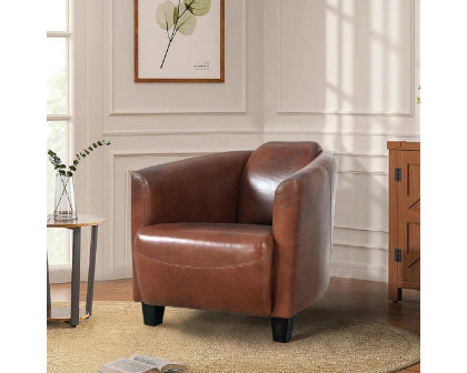 Pasargad - Madison Upholstered Armchair in Brown, Leather