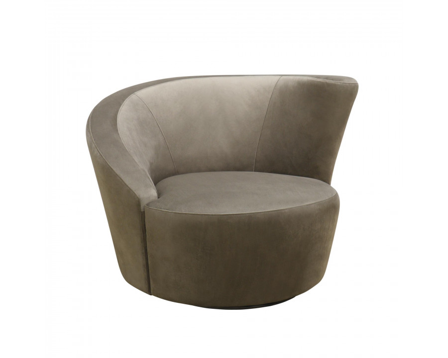 Pasargad - Cortina Crescent Barrel Chair in Mocha/Black, Velvet