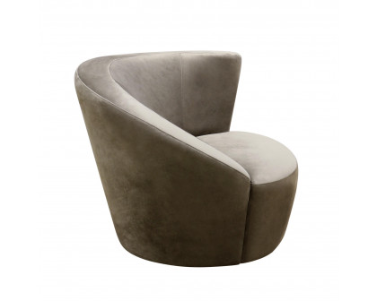 Pasargad - Cortina Crescent Barrel Chair in Mocha/Black, Velvet