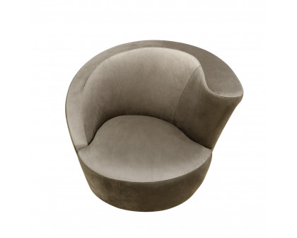 Pasargad - Cortina Crescent Barrel Chair in Mocha/Black, Velvet