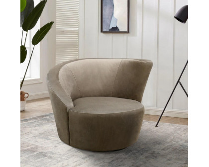 Pasargad - Cortina Crescent Barrel Chair in Mocha/Black, Velvet