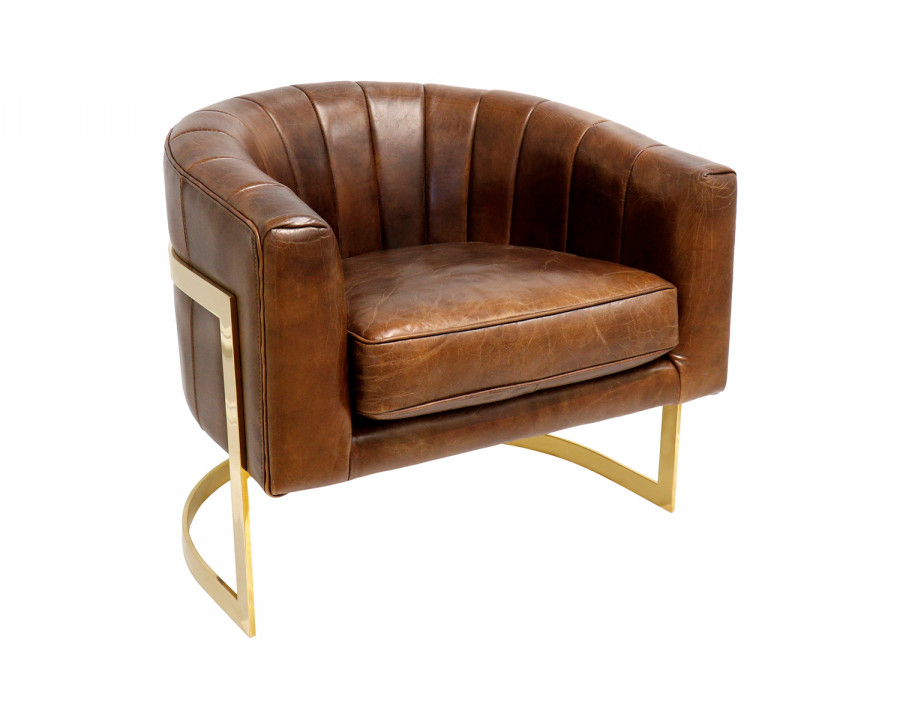 Pasargad - Vicenza Collection Barrel Leather Chair