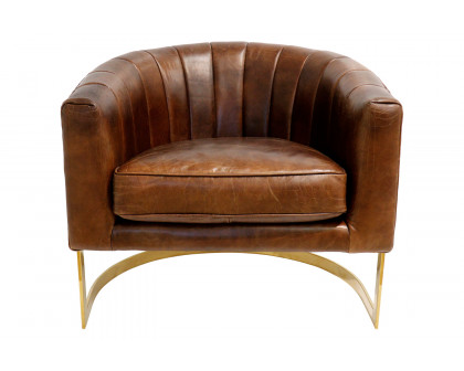 Pasargad - Vicenza Collection Barrel Leather Chair