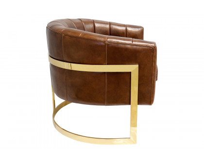 Pasargad - Vicenza Collection Barrel Leather Chair