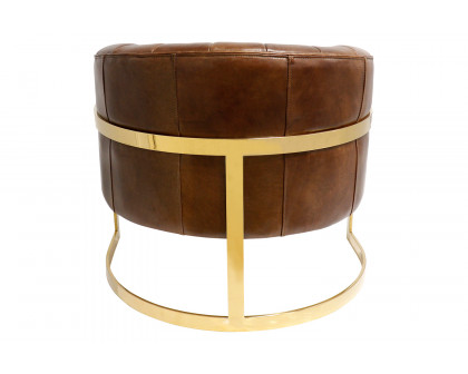 Pasargad - Vicenza Collection Barrel Leather Chair