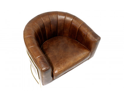 Pasargad - Vicenza Collection Barrel Leather Chair