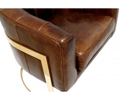 Pasargad - Vicenza Collection Barrel Leather Chair