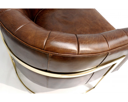 Pasargad - Vicenza Collection Barrel Leather Chair