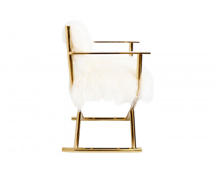 Pasargad™ Mongolian Fur Director's Chair - Gold