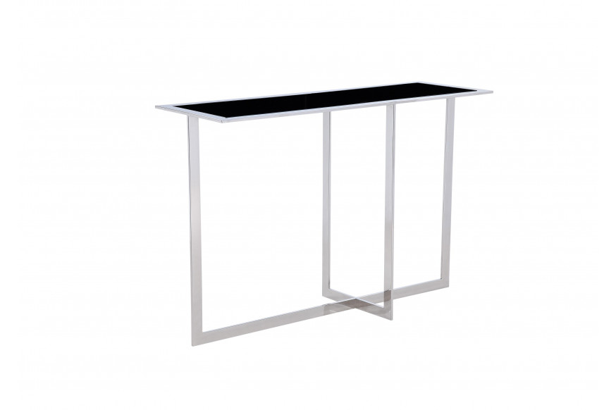 Pasargad™ Luxe Rectangular Console Table - Black/Chrome, Glass/Steel