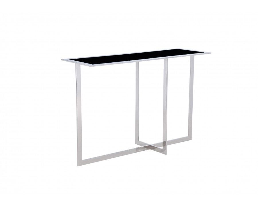 Pasargad - Luxe Rectangular Console Table in Black/Chrome, Glass/Steel