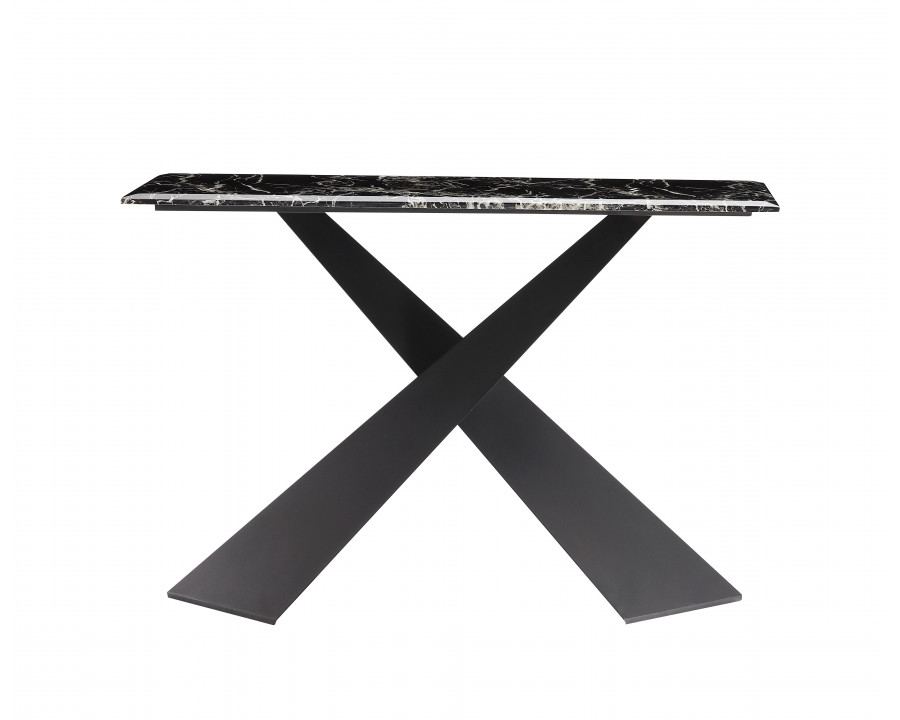 Pasargad - Luxe Rectangular Console Table in Black, Faux Marble