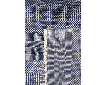 Pasargad Transitiona Collection Fine Bamboo Silk/Wool Area Rug - Navy, 70" x 114" (GRASS-NVY 6x10)