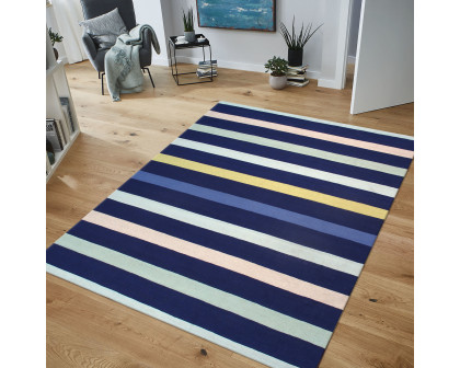 Pasargad Hampton Collection Flat Weave Polypropylene Area Rug - Blue/Multi, 117" x 165" (hmpt-02 10x14)