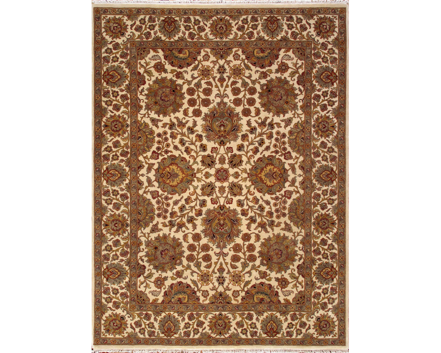 Pasargad - Agra Collection Hand Knotted Lamb's Wool Area Rug in Ivory, 107" x 144" (HS-145 IVORY 9X12)