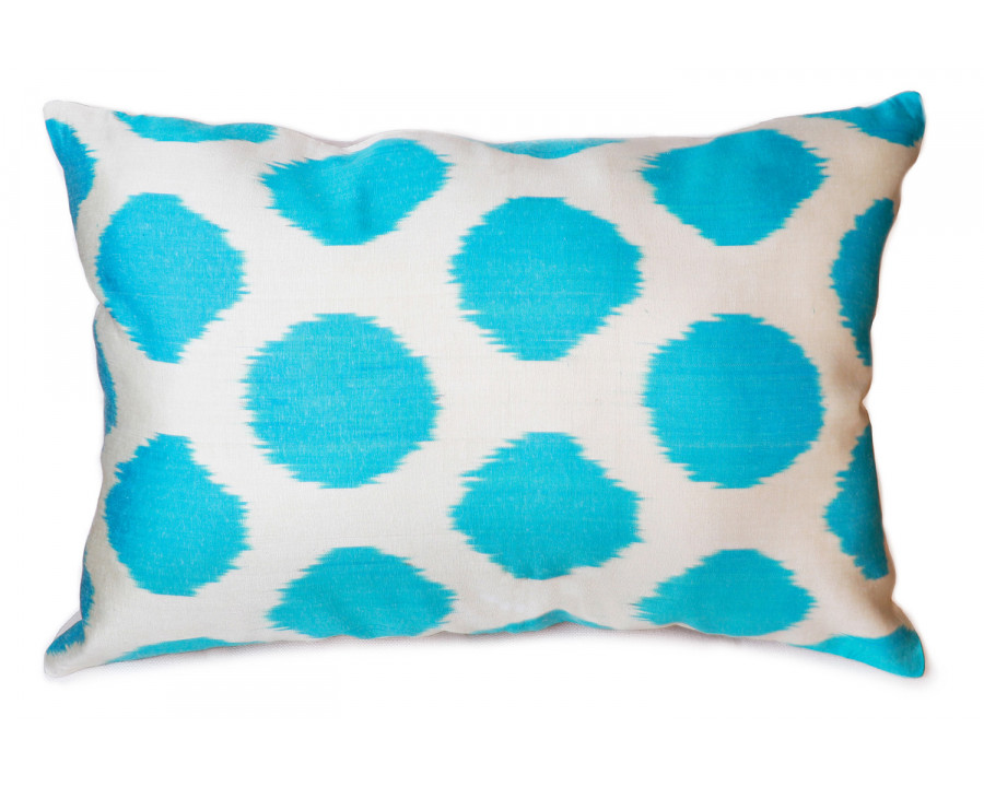 Pasargad - Silk Velvet Ikat Aqua Pillow 15" X 24"