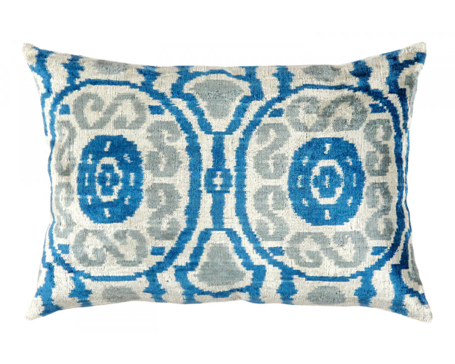 Pasargad - Ikat Velvet Pillow Blue Color