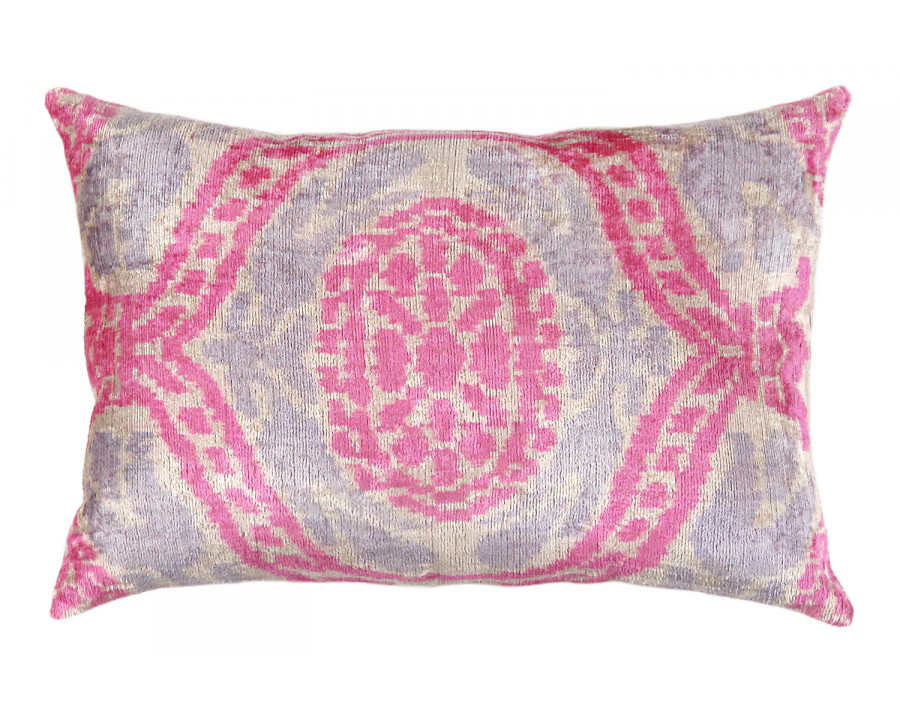 Pasargad - Ikat Velvet Pillow Pink Color