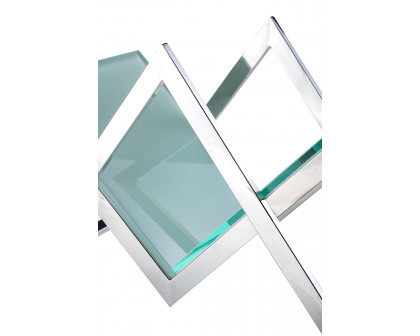 Pasargad - Luxe Magazine Holder in White/Chrome, Glass/Steel