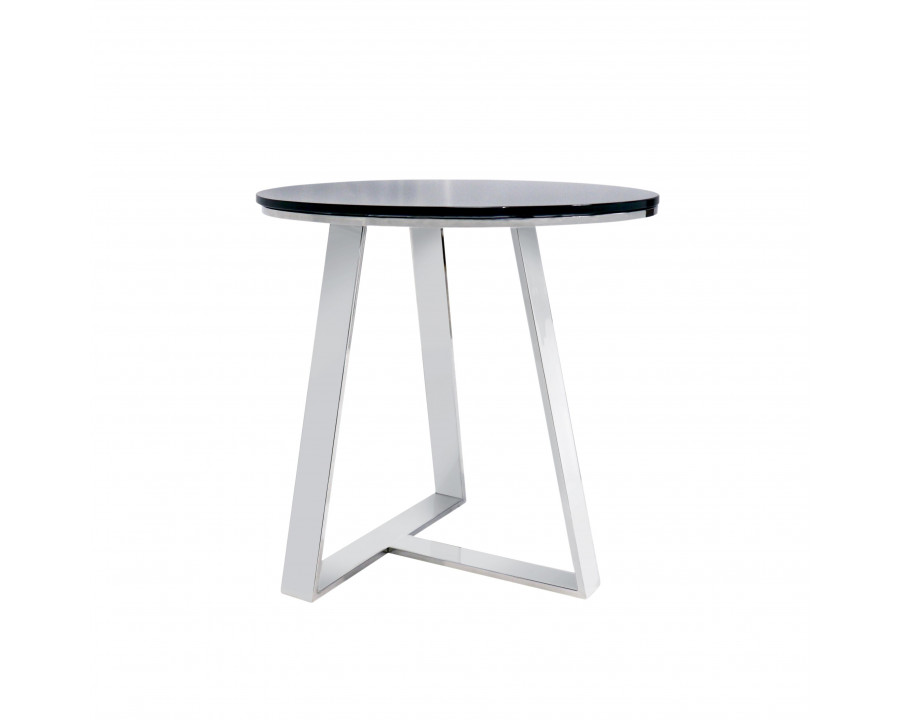 Pasargad Luxe Triangular Base End Table - Black/Chrome, Glass/Steel