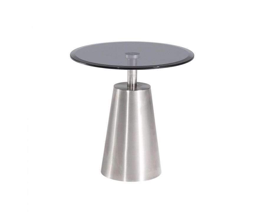 Pasargad - Luxe Round End Table in Black/Chrome, Glass/Steel