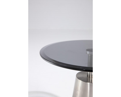 Pasargad - Luxe Round End Table in Black/Chrome, Glass/Steel