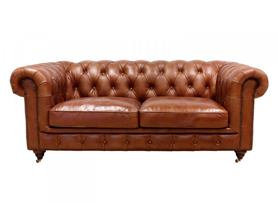 Pasargad - Genuine Leather Chester Bay Tufted Loveseat