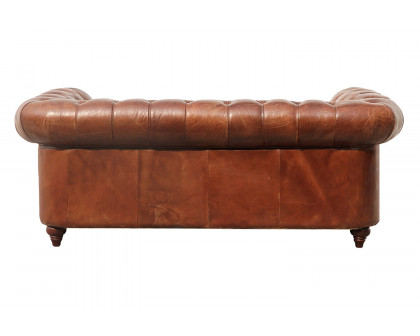 Pasargad - Genuine Leather Chester Bay Tufted Loveseat