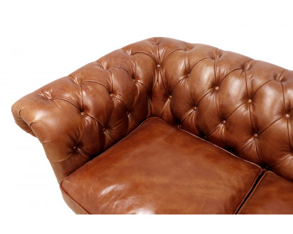 Pasargad - Genuine Leather Chester Bay Tufted Loveseat