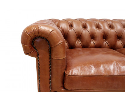 Pasargad - Genuine Leather Chester Bay Tufted Loveseat