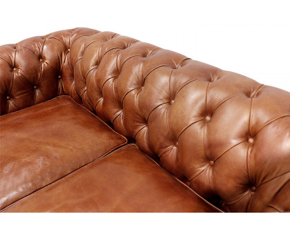 Pasargad - Genuine Leather Chester Bay Tufted Loveseat