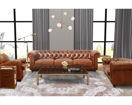 Pasargad - Genuine Leather Chester Bay Tufted Loveseat