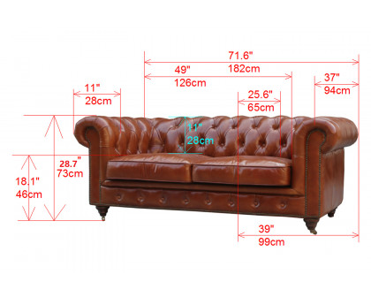 Pasargad - Genuine Leather Chester Bay Tufted Loveseat