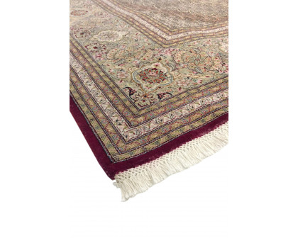 Pasargad Tabriz Collection Hand-Knotted Silk and Wool Area Rug (MAHI 11X17) - 136'' x 199''