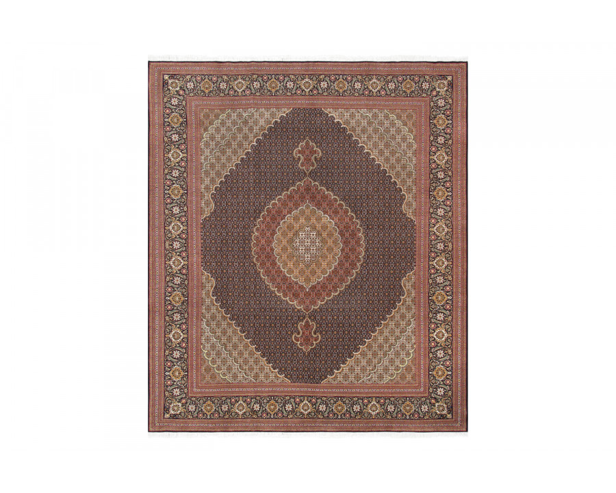 Pasargad Tabriz Collection Hand-Knotted Silk and Wool Area Rug (MAHI 8X10) - 99'' x 118''