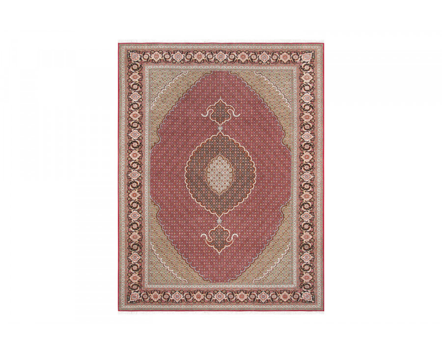 Pasargad Tabriz Collection Hand-Knotted Silk and Wool Area Rug (MAHI RED 7X10) - 79'' x 117''