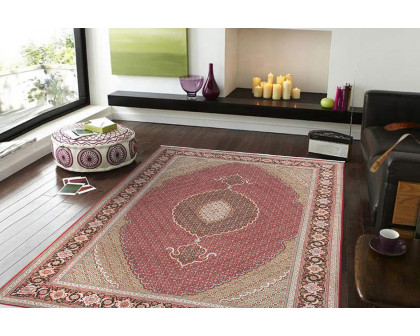 Pasargad™ Tabriz Collection Hand-Knotted Silk and Wool Area Rug (MAHI RED 7X10) - 79'' x 117''