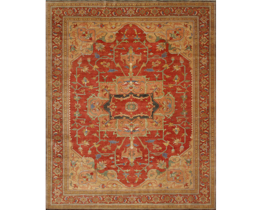 Pasargad Serapi Collection Hand-Knotted Wool Area Rug - Rust, 143" x 144" (P-2 12x12)