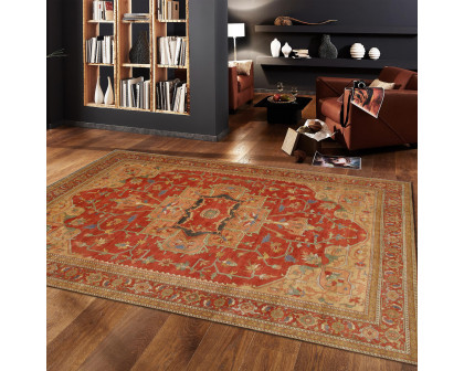 Pasargad Serapi Collection Hand-Knotted Wool Area Rug - Rust, 143" x 144" (P-2 12x12)