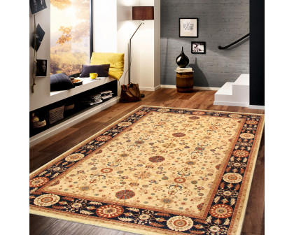 Pasargad Melody Collection Hand-Knotted Lamb's Wool Area Rug - Ivory/Navy, 144" x 212" (P-42 12X18)