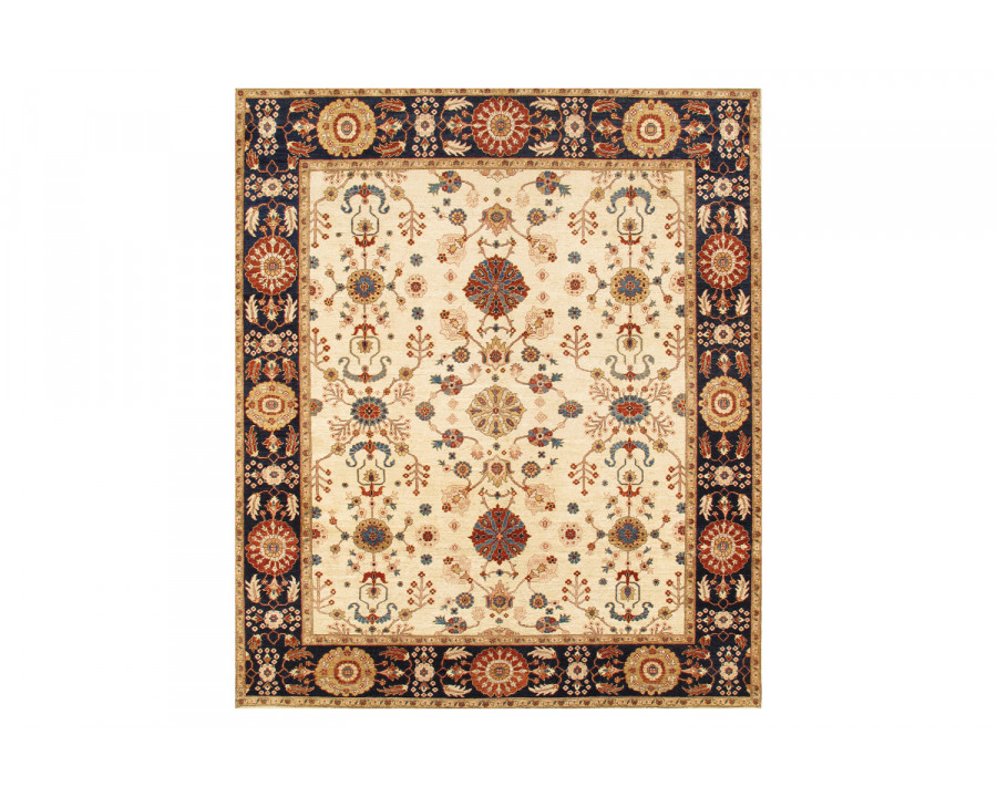 Pasargad Sultanabad Collection Hand-Knotted Lamb's Wool Area Rug (P-42 IVORY 8X10) - 100'' x 118''