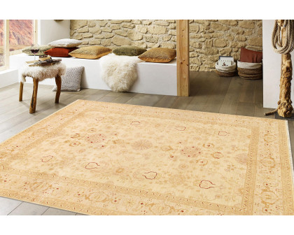 Pasargad Bakhshayesh Collection Hand-Knotted Lamb's Wool Area Rug (P-42 IVORY 9X12) - 109'' x 144''