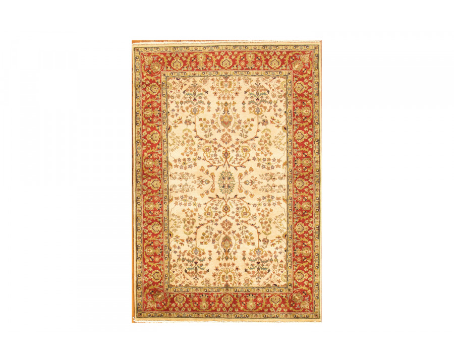 Pasargad Sarouk Collection Hand-Knotted Lamb's Wool Area Rug (P-425 RUST 4X6) - 49'' x 71''